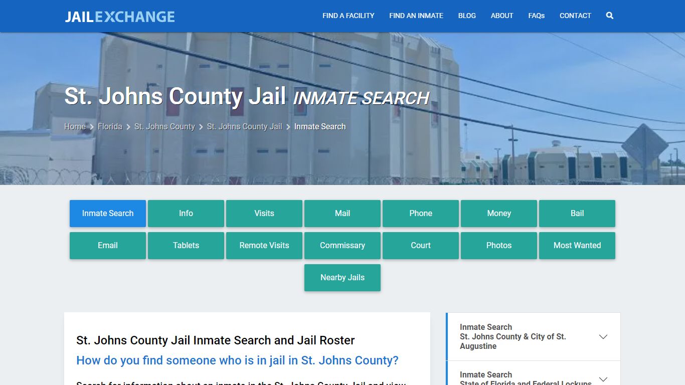 St. Johns County Jail Inmate Search - Jail Exchange